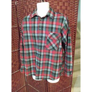Vintage Men's Flannel Shirt Plaid Wool Mix Sears Large Multi color